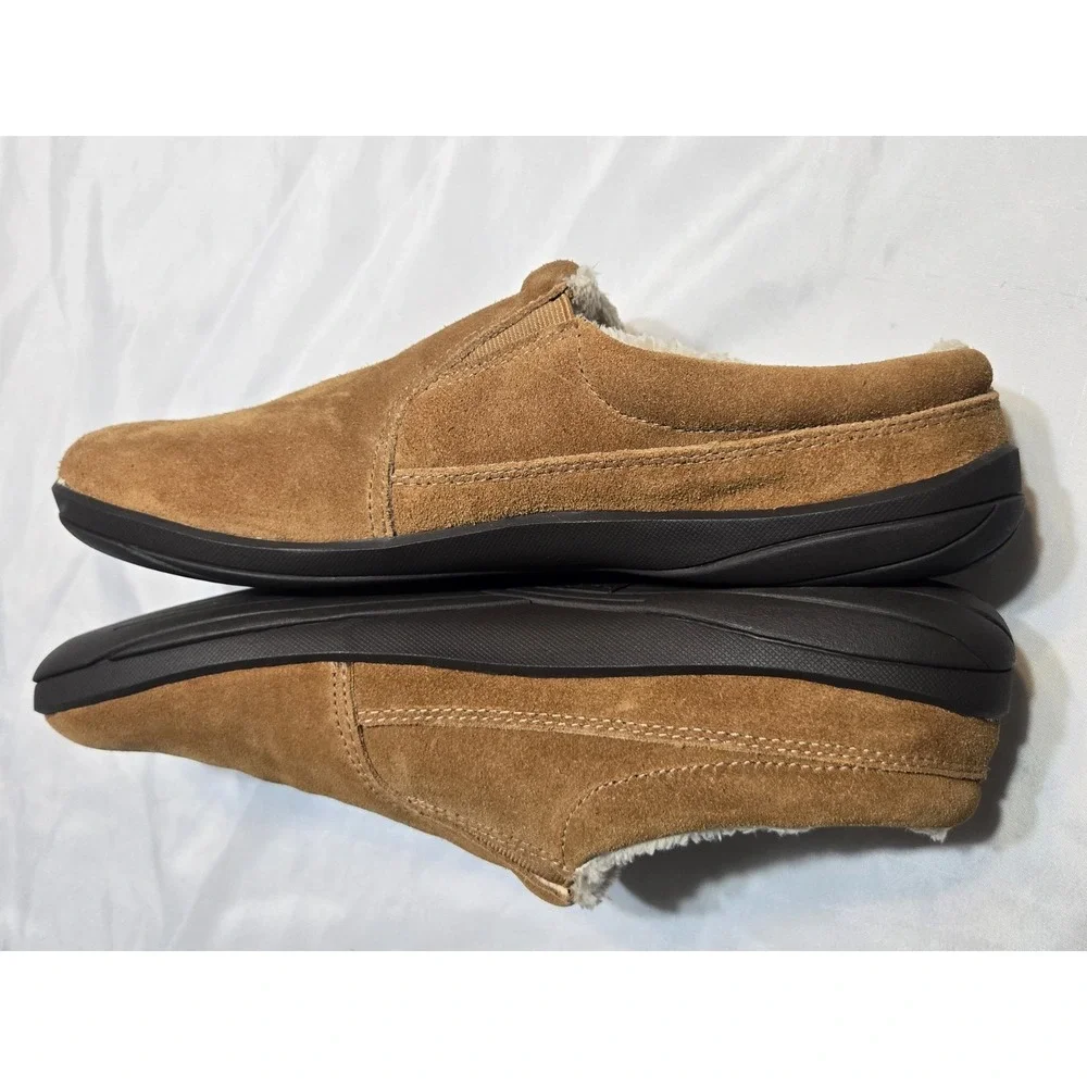 Hush Puppies Tan Suede Mens Slippers Size 11M Fleece Lined Non Slip NWOB Shoes